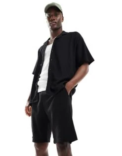 Jack & Jones Co-ord Plisse Short In Black For Men -Men Style Shop 206094084 1 black 1