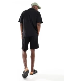 Jack & Jones Co-ord Plisse Short In Black For Men -Men Style Shop 206094084 3