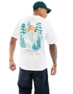 Jack & Jones Oversized Scenic Back Print T-shirt In White For Men -Men Style Shop 206161527 1 white 1