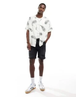 Jack & Jones Revere Collar ShIrt With Paisley Print In White For Men Cloud Dancer -Men Style Shop 206210550 2