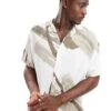 Jack & Jones Revere Collar Shirt With Brush Stroke Print In Beige For Men Crockery -Men Style Shop 206210690 1 crockery