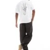 Jack & Jones Oversized T-shirt With Skull Peace Hand Print In White For Men Bright White