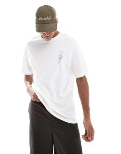 Jack & Jones Oversized T-shirt With Skull Peace Hand Print In White For Men Bright White -Men Style Shop 206213604 2