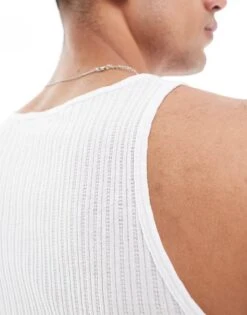 Jack & Jones Textured Ribbed Vest In White For Men Bright White -Men Style Shop 206246586 4