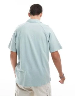 Jack & Jones Oversized Textured Revere Collar Shirt In Pale Blue For Men Gray Mist -Men Style Shop 206246595 2