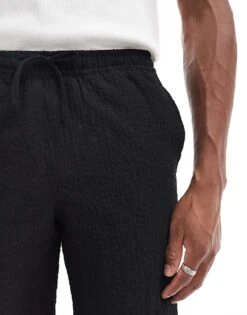 Jack & Jones Co-ord Crinkle Short In Black For Men -Men Style Shop 206246605 3