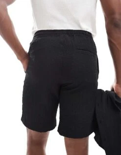 Jack & Jones Co-ord Crinkle Short In Black For Men -Men Style Shop 206246605 4