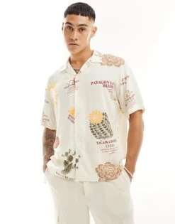 Jack & Jones Oversized Revere Collar Desert Print Shirt In Ecru For Men Pristine -Men Style Shop 206246619 1 pristine 1