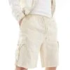 Jack & Jones Wide Fit Linen Cargo Short In Beige For Men Summer Sand -Men Style Shop 206246635 1 summersand