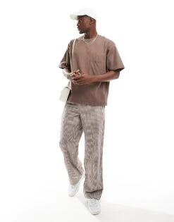 Jack & Jones Premium Oversized T-shirt With Pocket In Brown For Men Coffee Quartz -Men Style Shop 206246685 1 coffeequartz 1