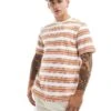 Jack & Jones Premium Textured Stripe T-shirt In Burnt Orange For Men Sunburn -Men Style Shop 206246712 1 sunburn