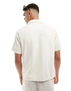 Jack & Jones Revere Collar Twill Shirt With Embroidery In Ecru For Men -Men Style Shop 206246735 3