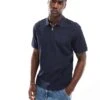 Jack & Jones Premium Textured Zip Through Polo In Navy For Men Night Sky -Men Style Shop 206246736 1 nightsky