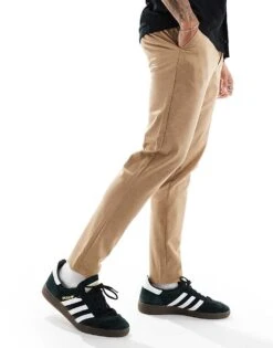 Jack & Jones Slim Fit Jersey Smart Trouser In Tan For Men Elmwood -Men Style Shop 206246771 3