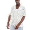 Jack & Jones Oversized Revere Collar Floral Printed Shirt In White For Men Egret
