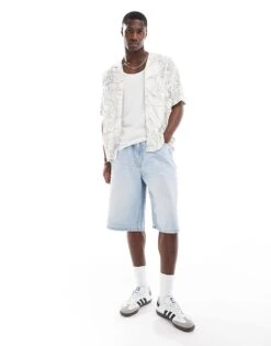 Jack & Jones Oversized Revere Collar Floral Printed Shirt In White For Men Egret -Men Style Shop 206246807 3