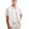 Jack & Jones Co-ord Oversized Revere Collar Crinkle Shirt In Beige For Men Moonbeam