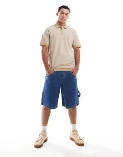 Jack & Jones Premium Colour Block Pique Polo In Beige For Men Travertine -Men Style Shop 206246993 4