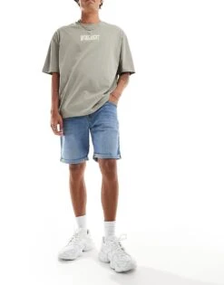 Jack & Jones Denim Short In Mid Blue For Men -Men Style Shop 206248551 4