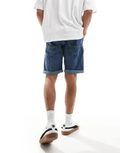 Jack & Jones Denim Short In Mid Blue With Rips For Men -Men Style Shop 206248573 3