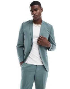 Jack & Jones Slim Fit Suit In Sage Green 8 Jack & Jones Slim Fit Suit In Sage Green -Men Style Shop 206271134 1 green