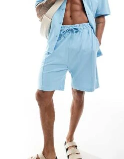 Jack & Jones Pique Short Co-ord In Light Blue For Men Sky Blue -Men Style Shop 206272968 1 skyblue 1