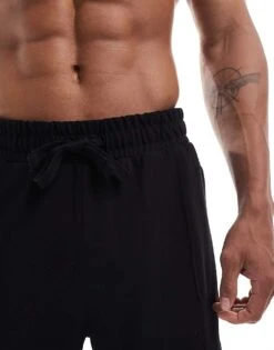 Jack & Jones Pique Short Co-ord In Black For Men -Men Style Shop 206272999 3