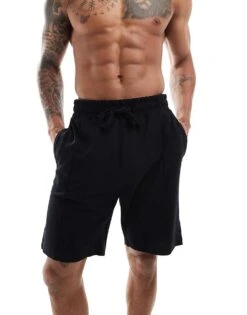 Jack & Jones Pique Short Co-ord In Black For Men -Men Style Shop 206272999 4