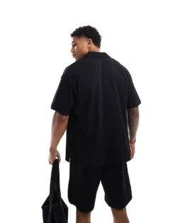 Jack & Jones Pique Short Co-ord In Black For Men -Men Style Shop 206272999 5