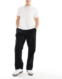 Jack & Jones Bill Drawstring Wide Fit Chino In Black For Men