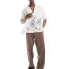Jack & Jones Revere Collar Floral Sketch Print Shirt In White For Men Cloud Dancer