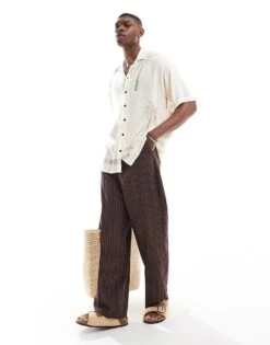 Jack & Jones Revere Collar Palm Print Shirt In White For Men Antique White -Men Style Shop 206278893 2