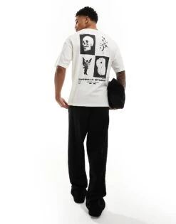 Jack & Jones Oversized T-shirt With Skull Back Print In Off White For Men -Men Style Shop 206279879 3