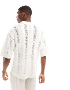 Jack & Jones Knitted Crochet Polo In White For Men -Men Style Shop 206300860 2