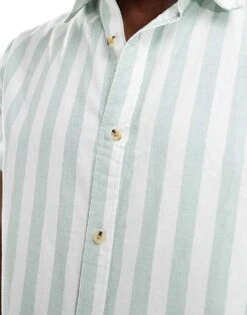 Jack & Jones Oxford Stripe Shirt In Mint For Men Granite Green -Men Style Shop 206309698 3