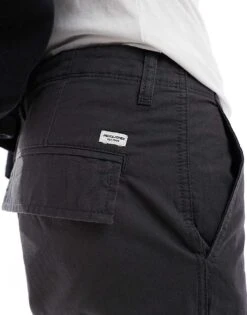 Jack & Jones Bill Wide Fit Cargo In Dark Grey For Men Asphalt -Men Style Shop 206311828 2