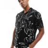 Jack & Jones Revere Collar Shirt In Black Floral For Men -Men Style Shop 206329628 1 black