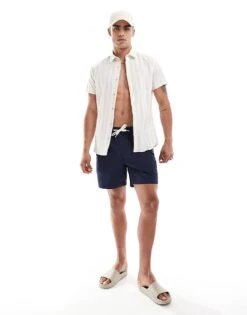 Jack & Jones Striped Short Sleeve Oxford Shirt In Beige For Men Crockery -Men Style Shop 206361605 4