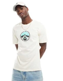 Jack & Jones Oversized T-shirt With Chest Print In Beige For Men Buttercream -Men Style Shop 206385992 1 buttercream 1