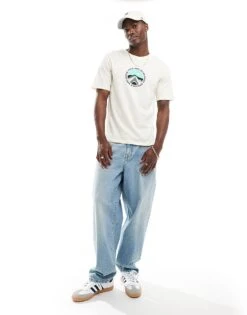 Jack & Jones Oversized T-shirt With Chest Print In Beige For Men Buttercream -Men Style Shop 206385992 2