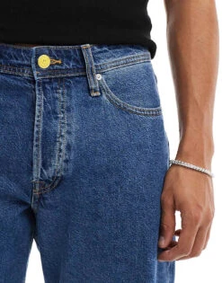 Jack & Jones Eddie Loose Jean In Vintage Blue Wash For Men Mid Wash Blue -Men Style Shop 206407042 5