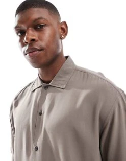 Jack & Jones Viscose Shirt In Brown For Men Falcon -Men Style Shop 206415207 2