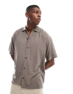 Jack & Jones Viscose Shirt In Brown For Men Falcon -Men Style Shop 206415207 4