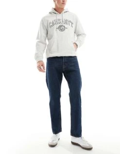 Jack & Jones Chris Straight Jean In Dark Blue Rinse Wash For Men Blue Denim