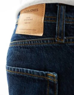 Jack & Jones Chris Straight Jean In Dark Blue Rinse Wash For Men Blue Denim -Men Style Shop 206431906 4