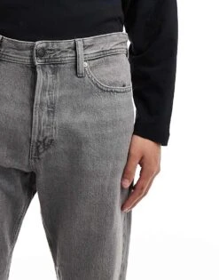 Jack & Jones Chris Straight Jean In Grey Wash For Men Grey Denim -Men Style Shop 206431938 3