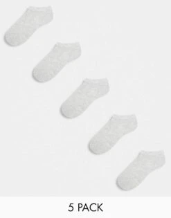 Jack & Jones 5 Pack Trainer Socks In Light Grey Marl For Men Light Grey Melange -Men Style Shop 206431979 1 lightgreymelange 1