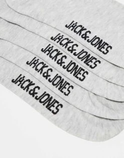 Jack & Jones 5 Pack Trainer Socks In Light Grey Marl For Men Light Grey Melange -Men Style Shop 206431979 2
