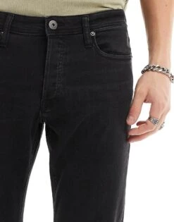 Jack & Jones Mike Tapered Jean In Black Wash For Men Black Denim -Men Style Shop 206432000 5