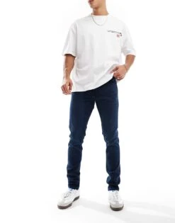 Jack & Jones Liam Skinny Jean In Dark Blue Wash For Men Blue Denim -Men Style Shop 206432027 1 bluedenim 1